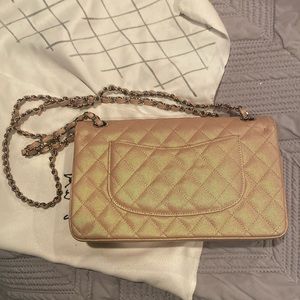 Iridescent Pink Medium Flap Purse